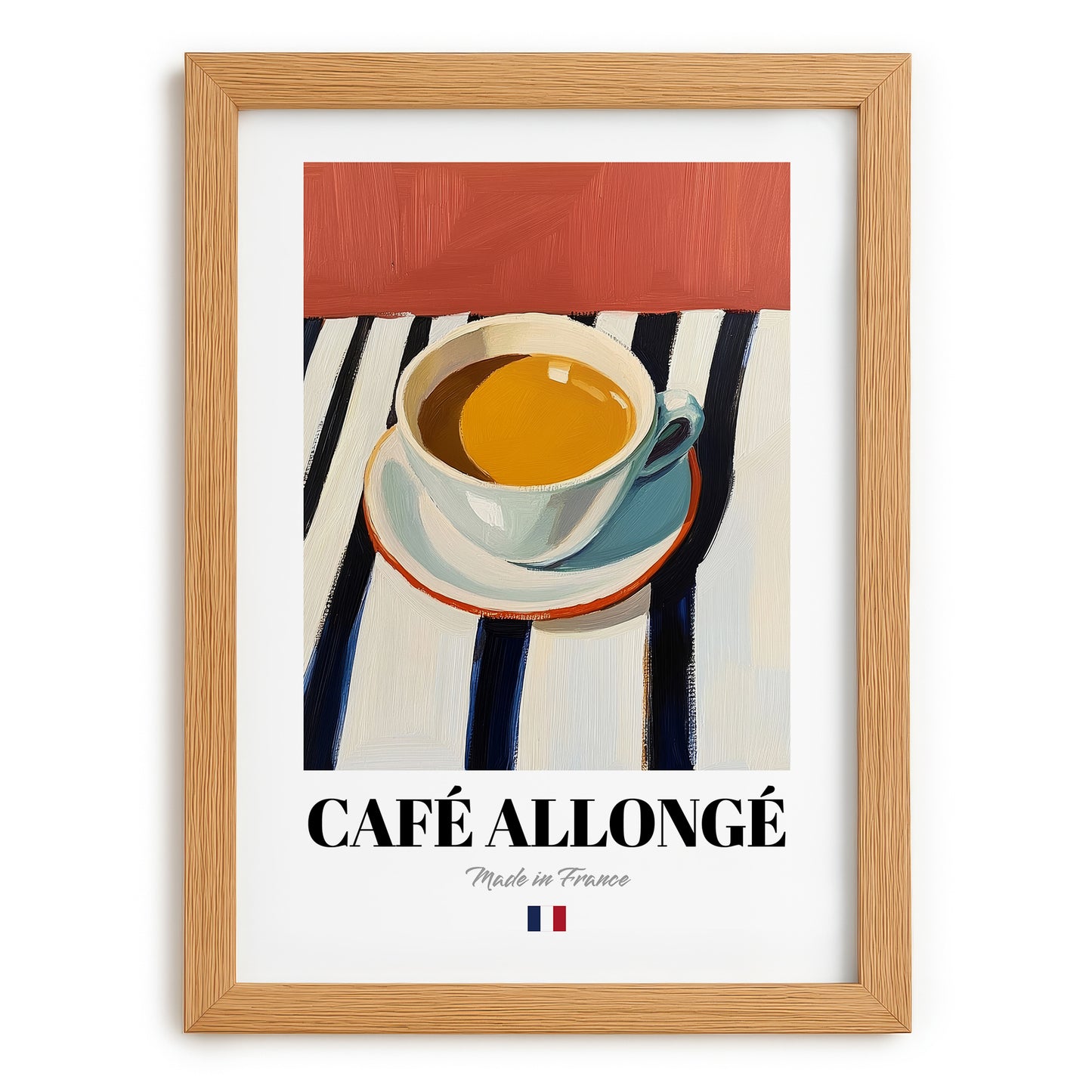 Café Allongé – French Coffee, Book Café Wall Decor, set in oak frame