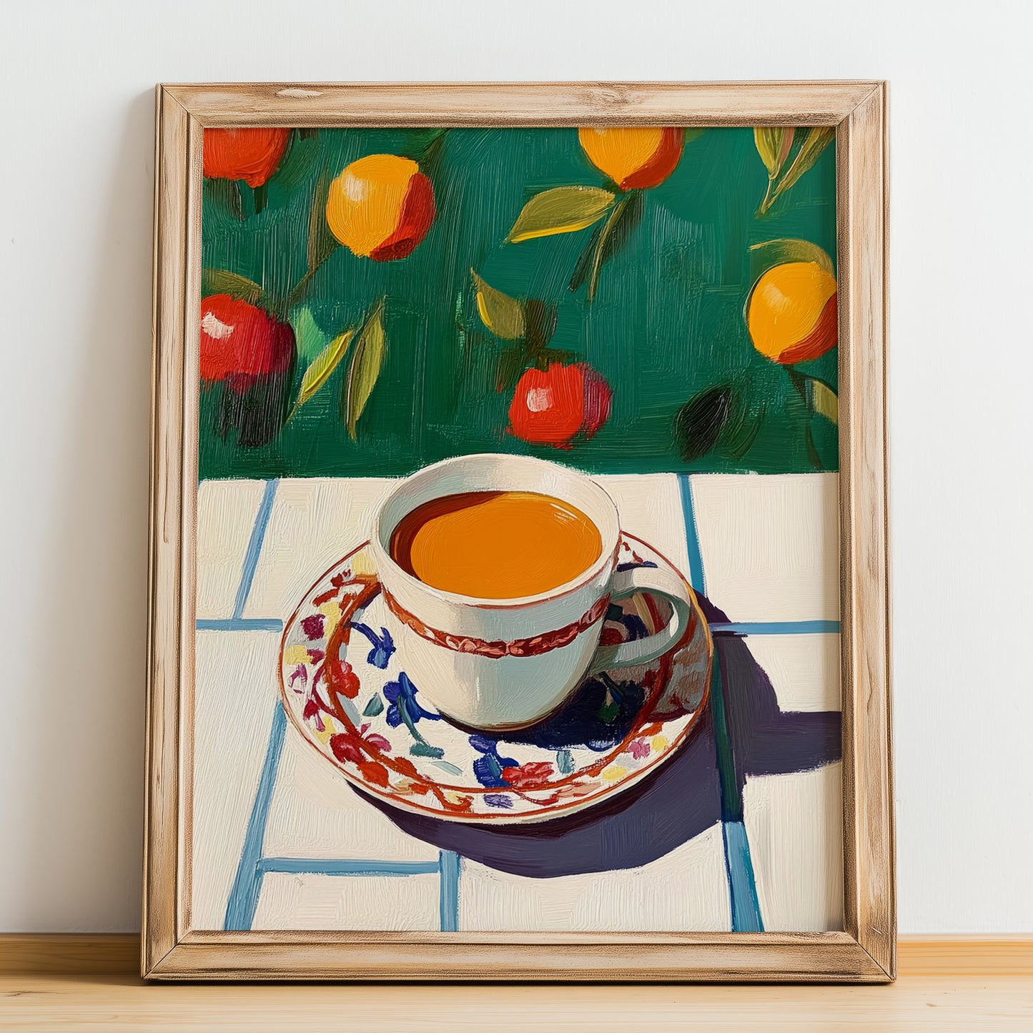 Café Allongé – French Coffee, Street Café Wall Art, no-text version framed in wood