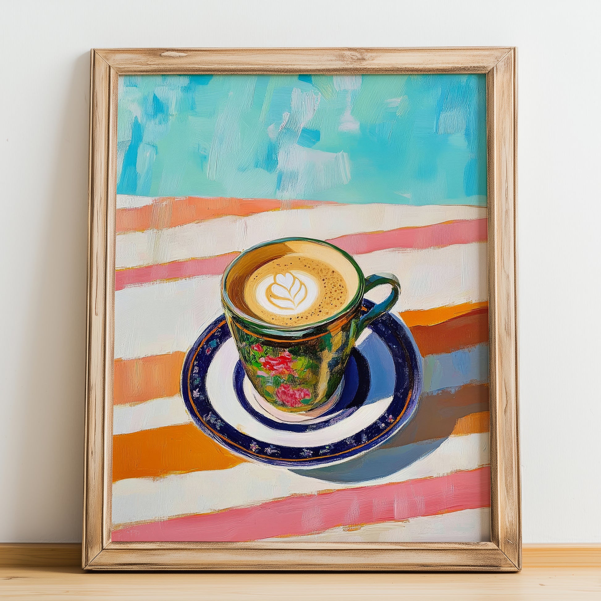Café Noisette – French Coffee, Espresso Bar Wall Art, no-text version framed in wood