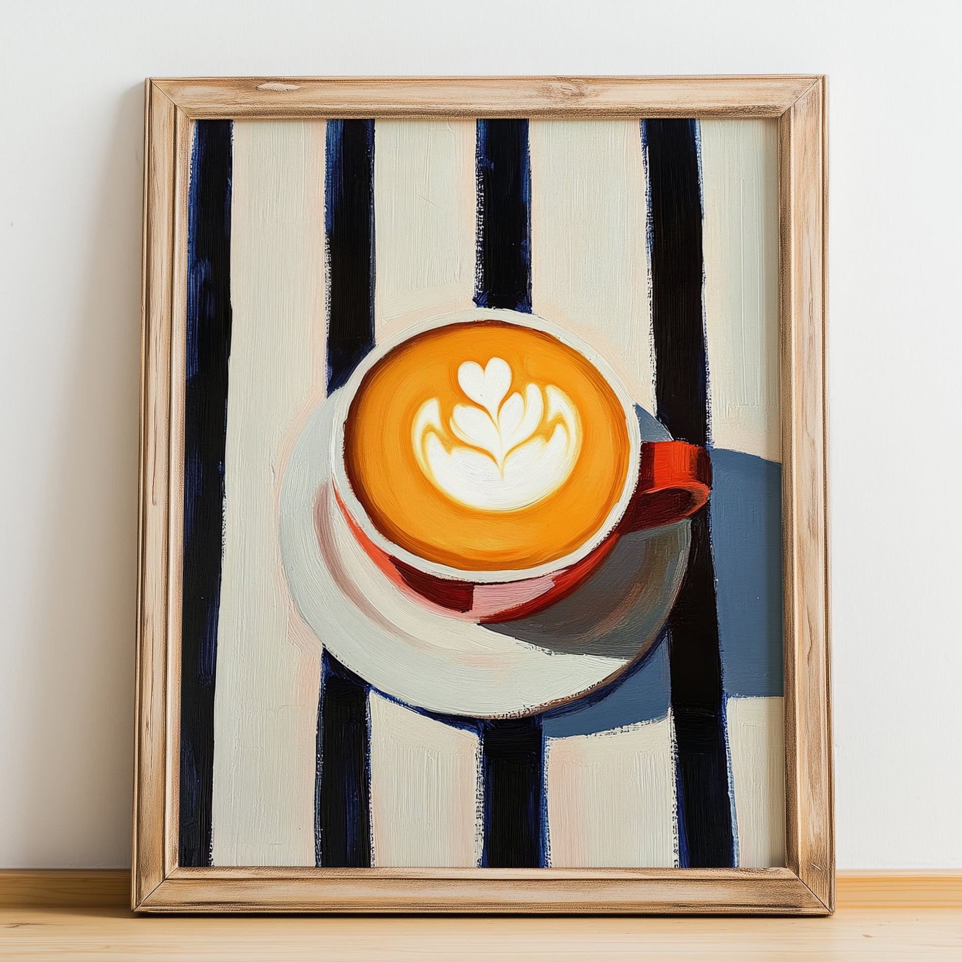 Café Noisette – French Coffee, Book Café Illustration, no-text version framed in wood