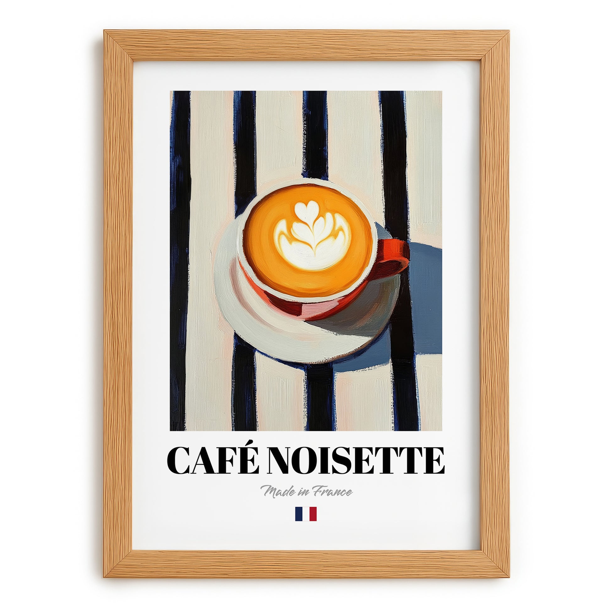 Café Noisette – French Coffee, Book Café Illustration, set in oak frame