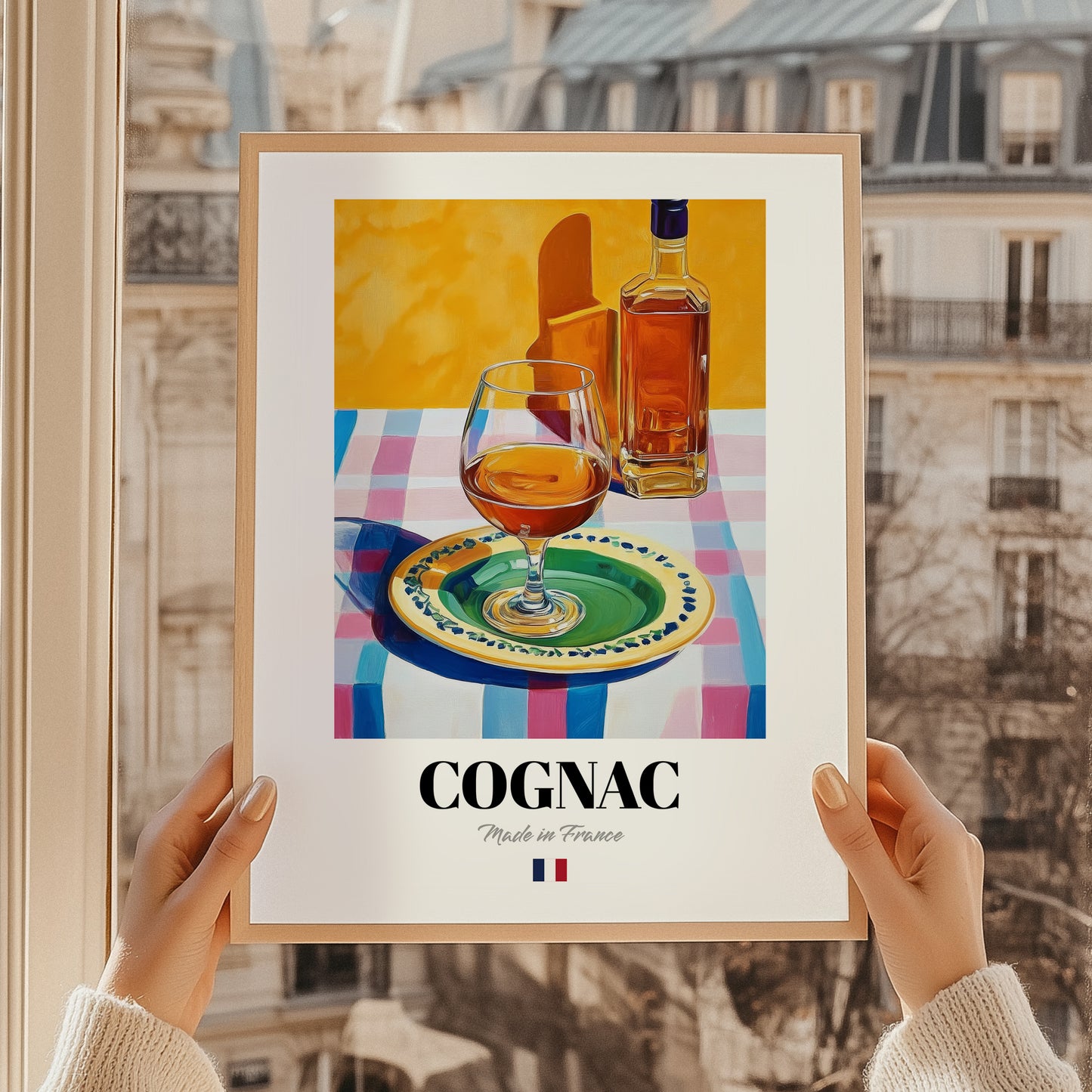 Cognac – French Spirit Drink, Hotel Lobby Painting, styled in a charming Paris street view
