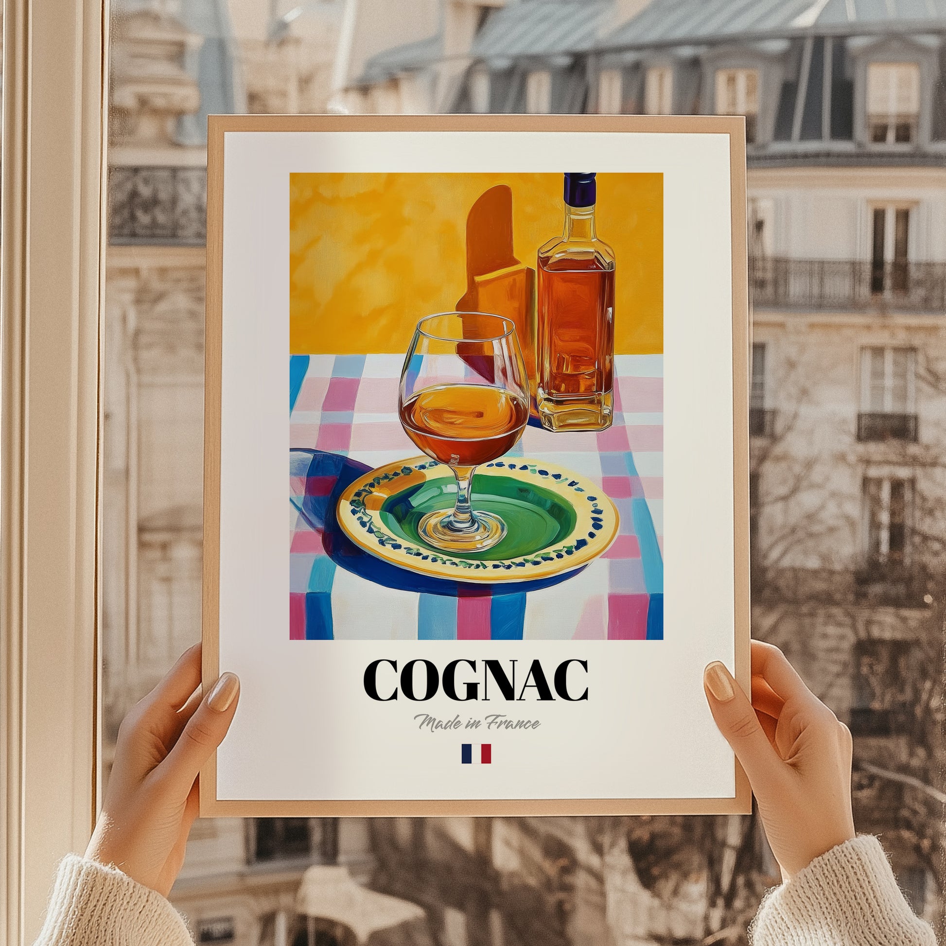 Cognac – French Spirit Drink, Hotel Lobby Painting, styled in a charming Paris street view