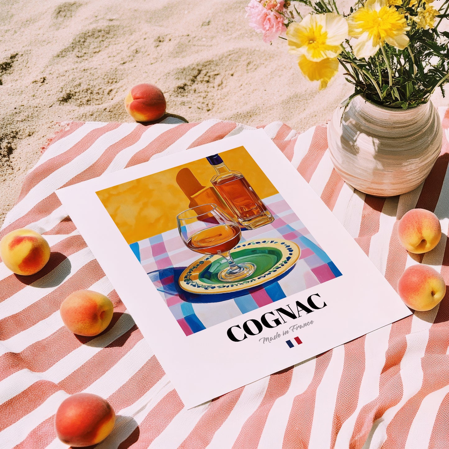 Cognac – French Spirit Drink, Hotel Lobby Painting, unframed on coastal sand