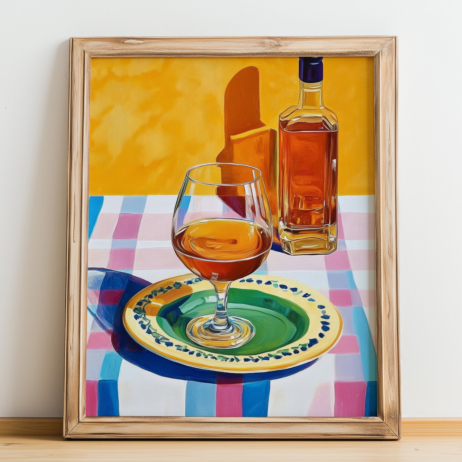Cognac – French Spirit Drink, Hotel Lobby Painting, no-text version framed in wood