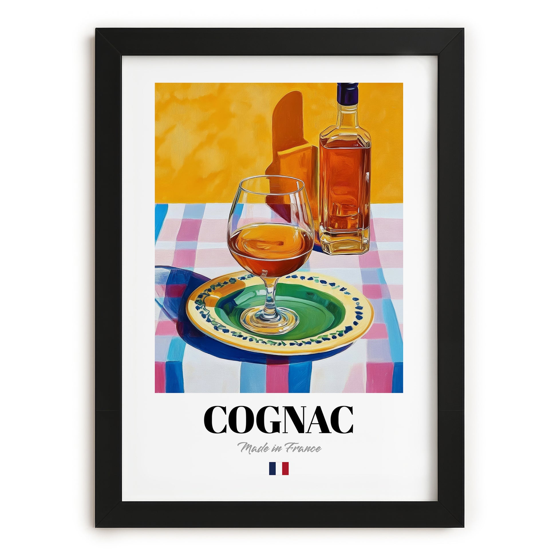 Cognac – French Spirit Drink, Hotel Lobby Painting, in sleek black frame