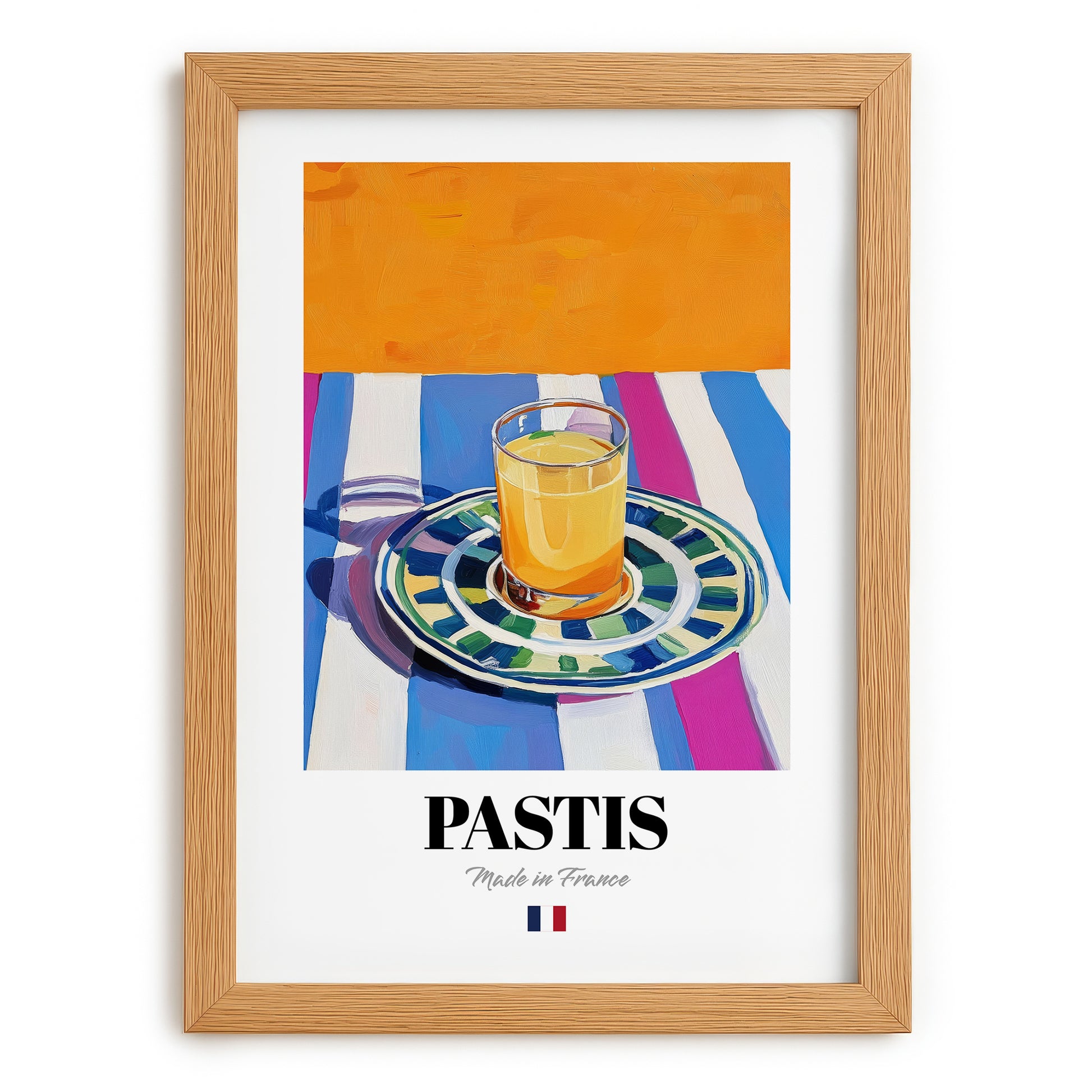 Pastis – French Spirit Drink, Hotel Lobby Art, set in oak frame