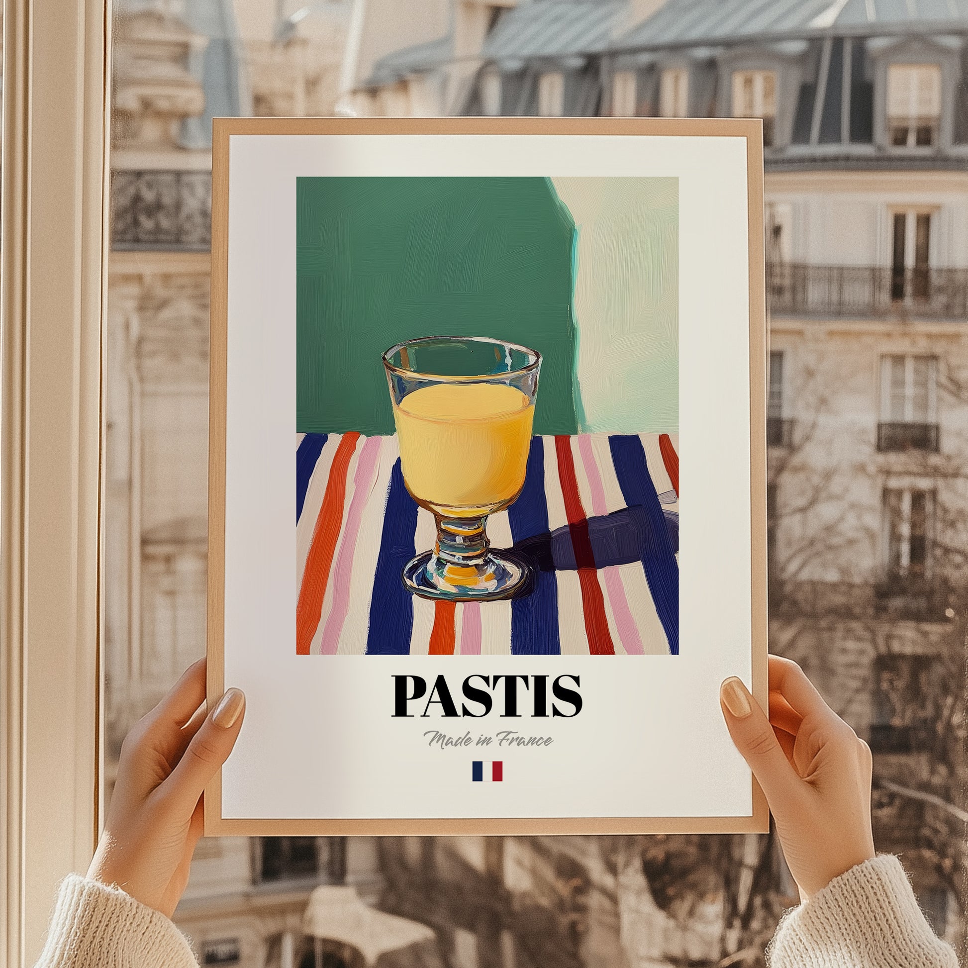 Pastis – French Spirit Drink, Rooftop Terrace Still Life, styled in a charming Paris street view