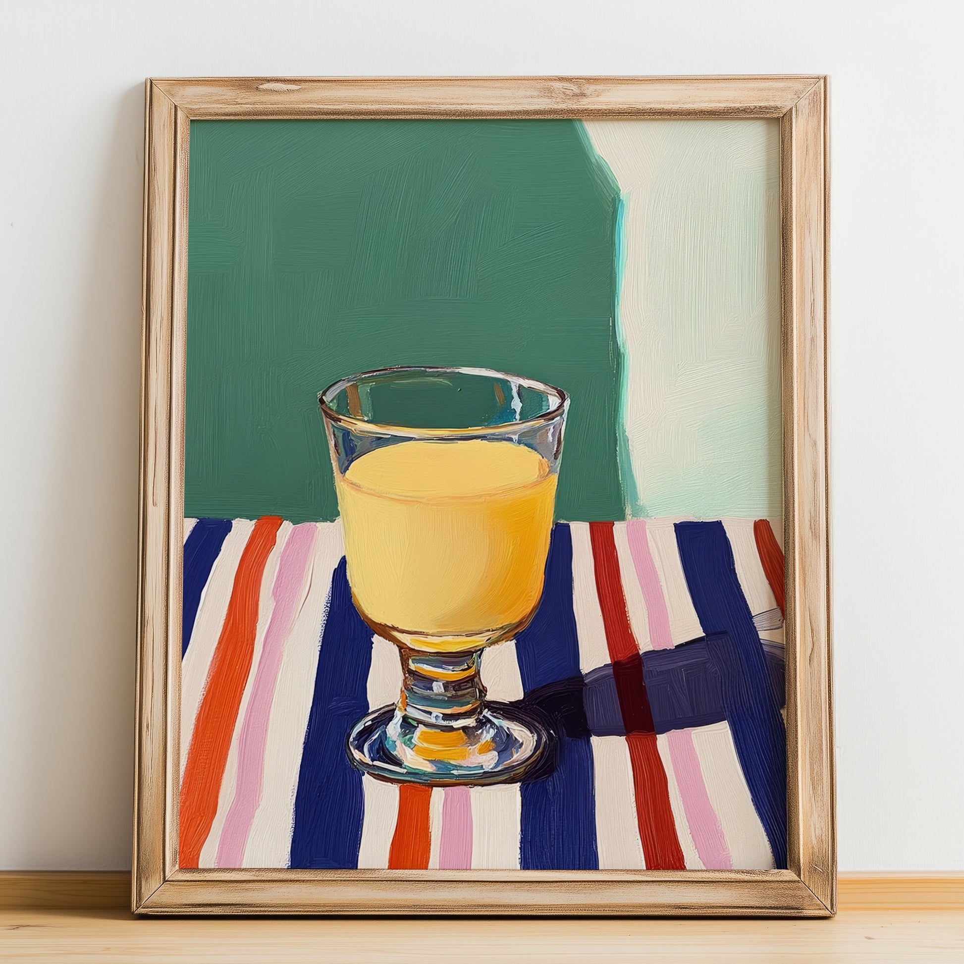 Pastis – French Spirit Drink, Rooftop Terrace Still Life, no-text version framed in wood