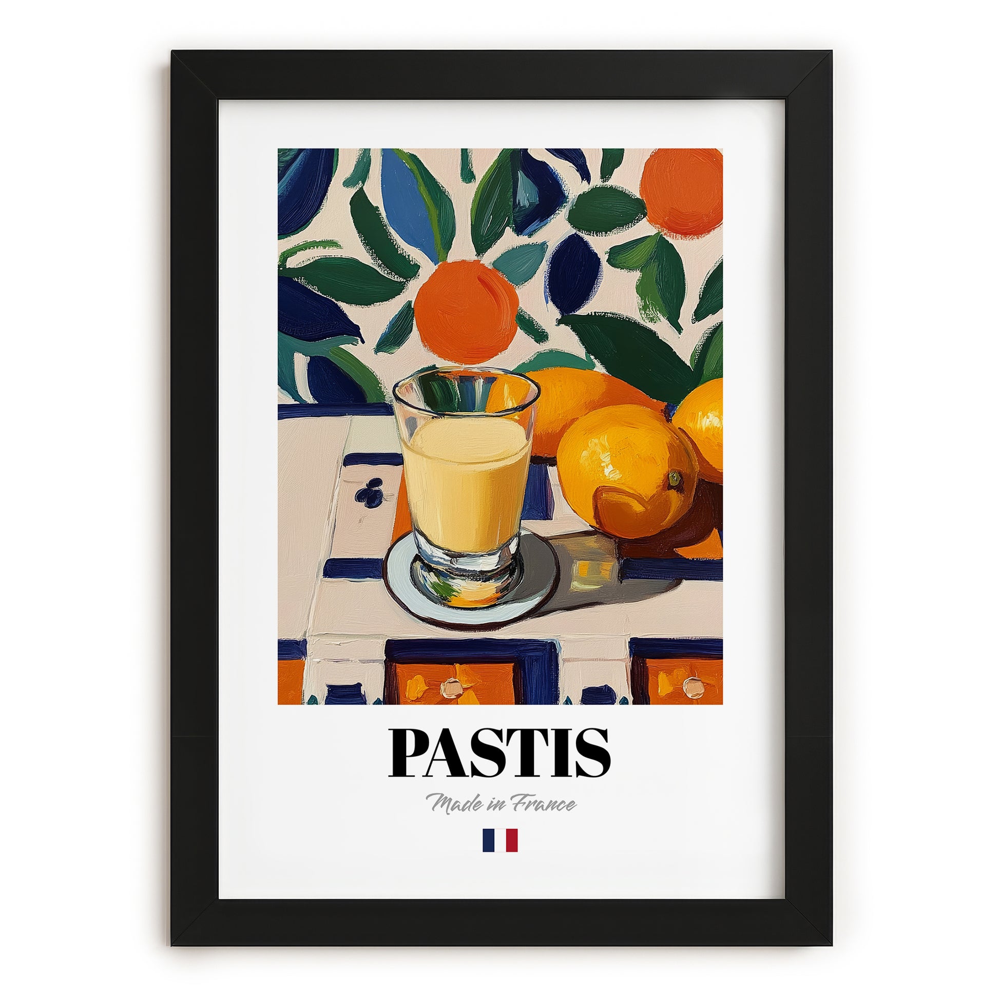 Pastis – French Spirit Drink, Rooftop Terrace Wall Art, in sleek black frame