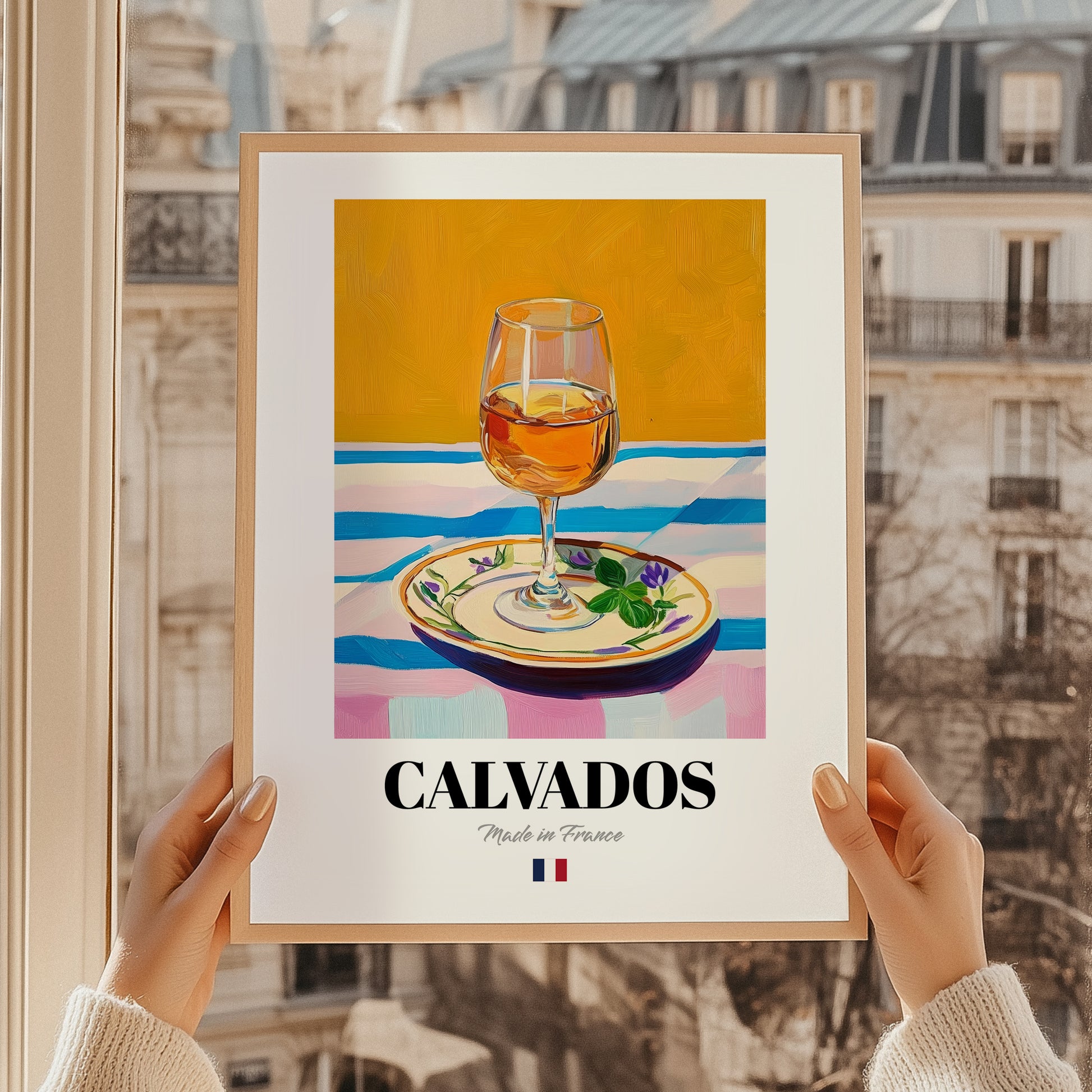 Calvados – French Spirit Drink, Hotel Lobby Wall Art, styled in a charming Paris street view