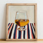 Calvados – French Spirit Drink, Beach Bar Illustration, no-text version framed in wood