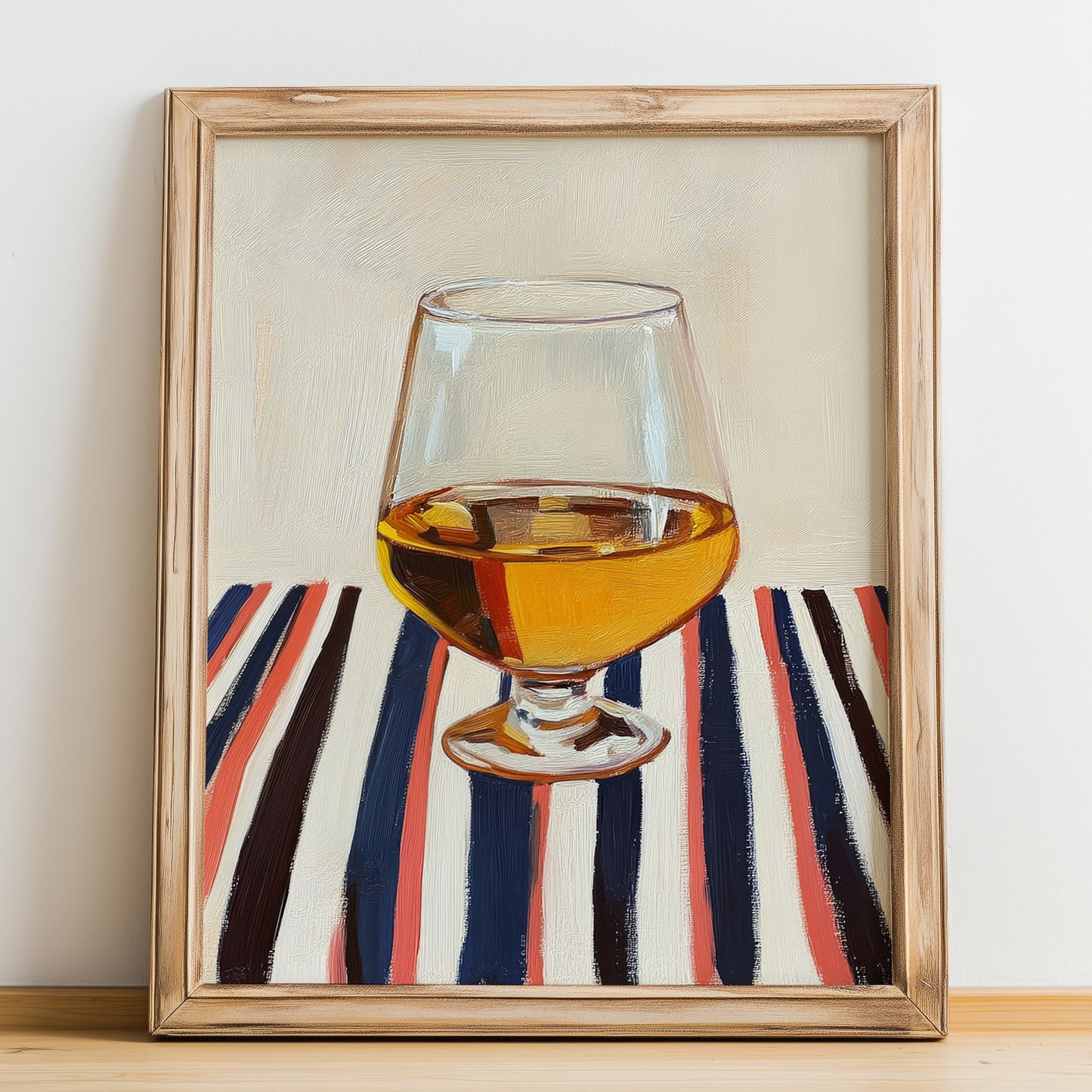 Calvados – French Spirit Drink, Beach Bar Illustration, no-text version framed in wood