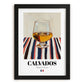 Calvados – French Spirit Drink, Beach Bar Illustration, in sleek black frame