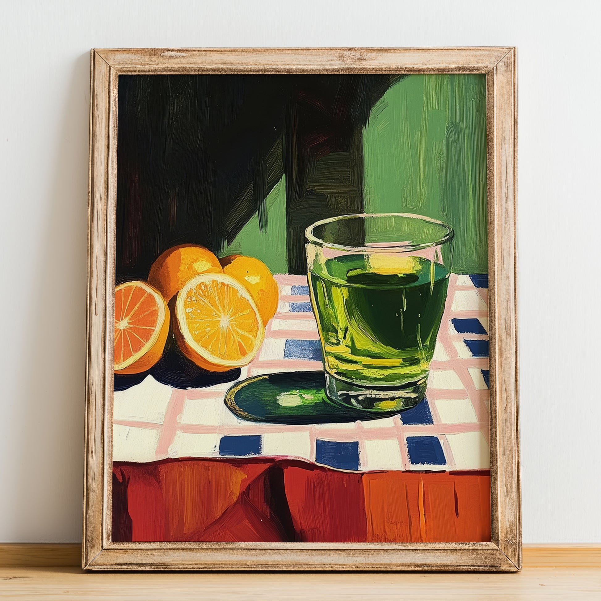 Absinthe – French Spirit Drink, Rooftop Terrace Wall Art, no-text version framed in wood