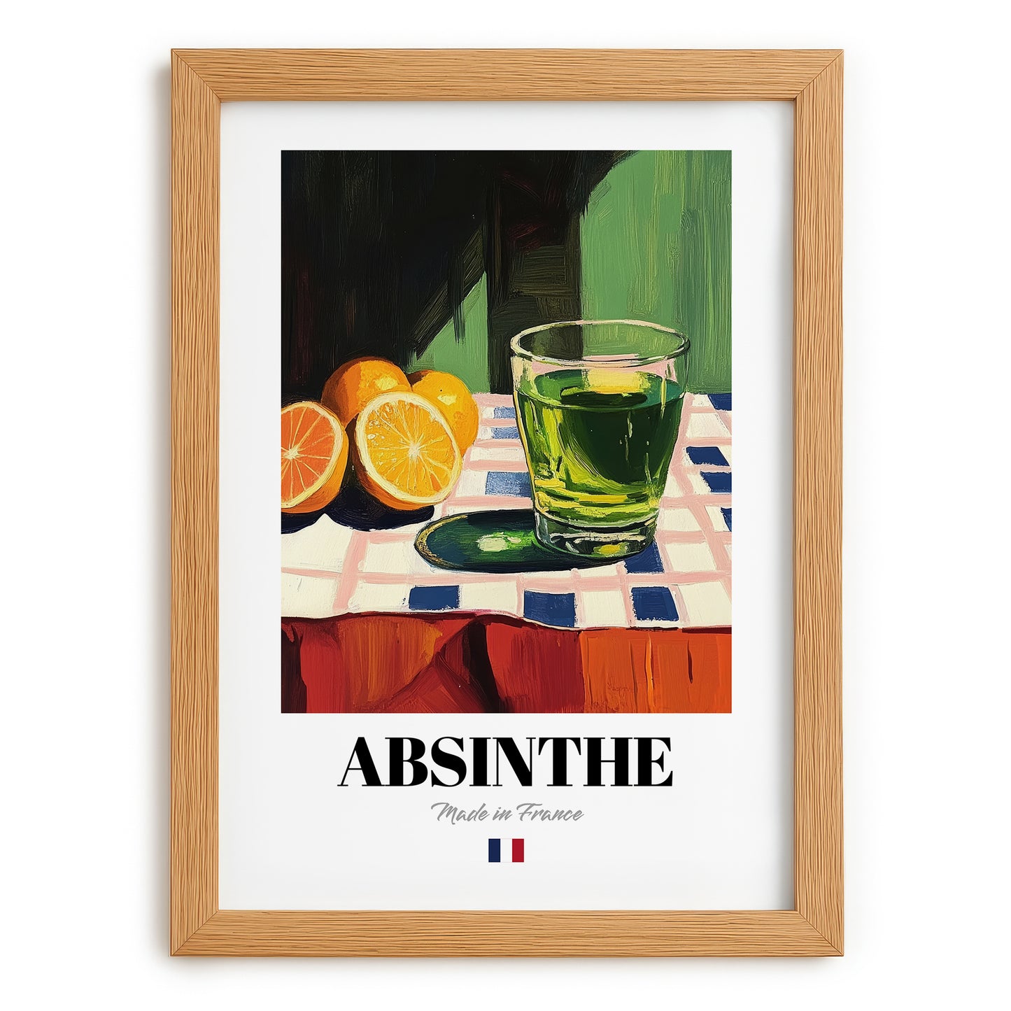 Absinthe – French Spirit Drink, Rooftop Terrace Wall Art, set in oak frame