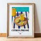 Citron Pressé – French Beverage Drink, Hotel Lobby Still Life, in wooden frame leaning on the floor
