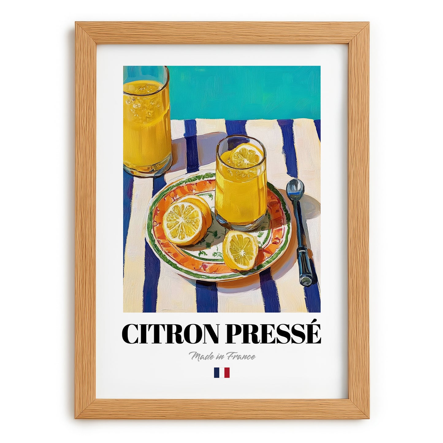 Citron Pressé – French Beverage Drink, Hotel Lobby Still Life, set in oak frame