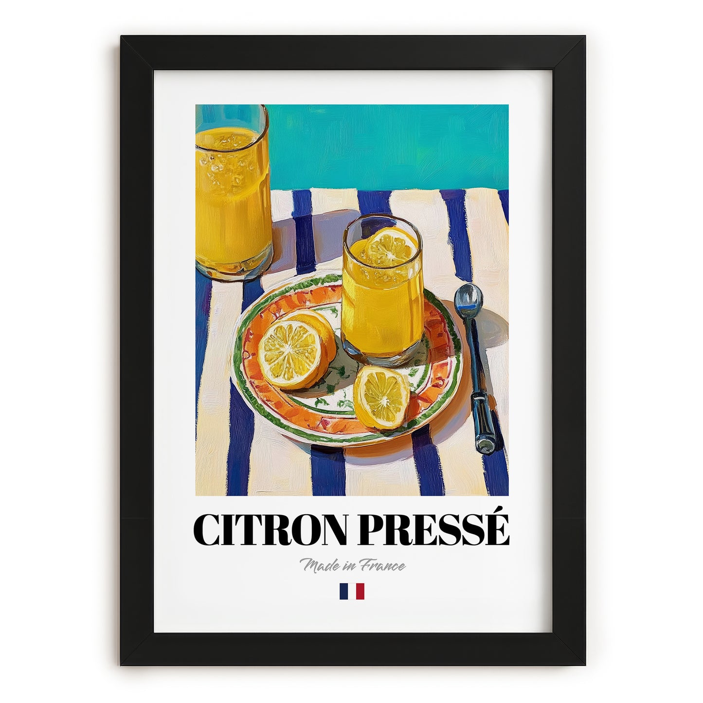 Citron Pressé – French Beverage Drink, Hotel Lobby Still Life, in sleek black frame