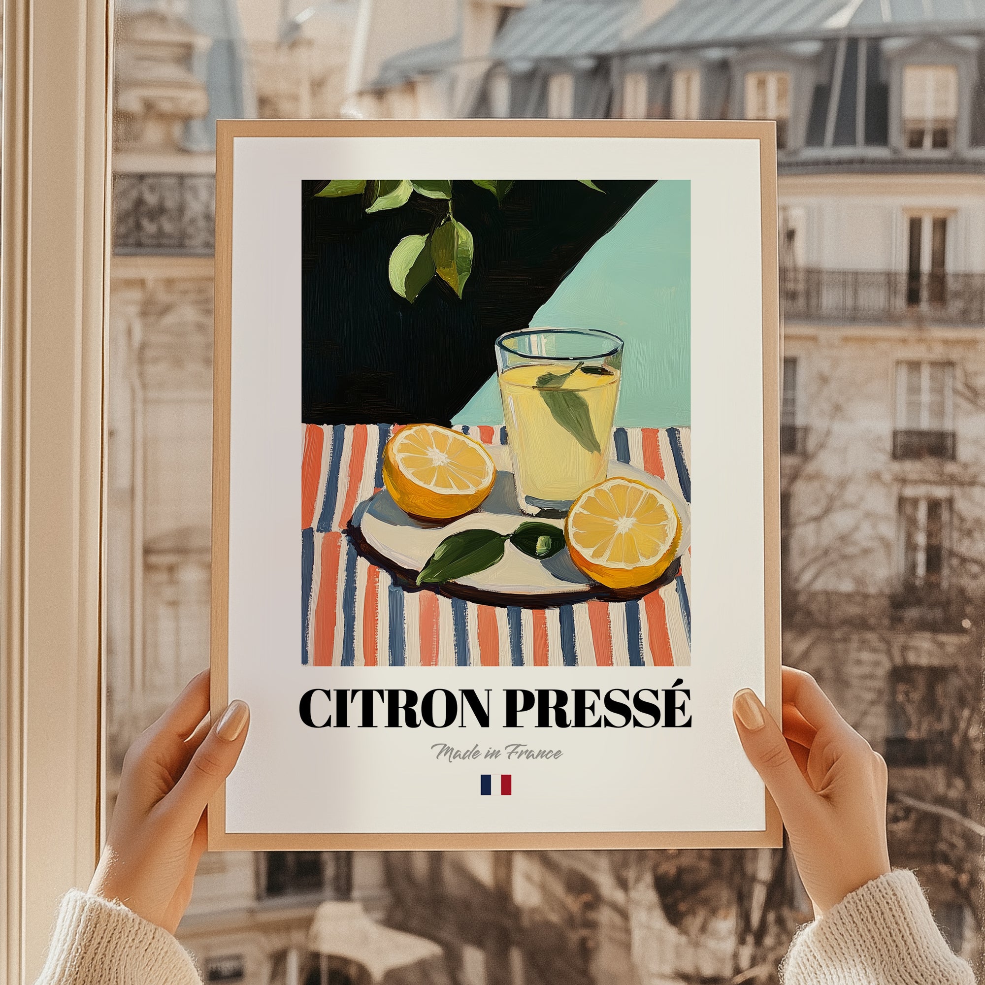 Citron Pressé – French Beverage Drink, Jazz Bar Illustration, styled in a charming Paris street view