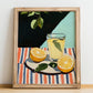 Citron Pressé – French Beverage Drink, Jazz Bar Illustration, no-text version framed in wood