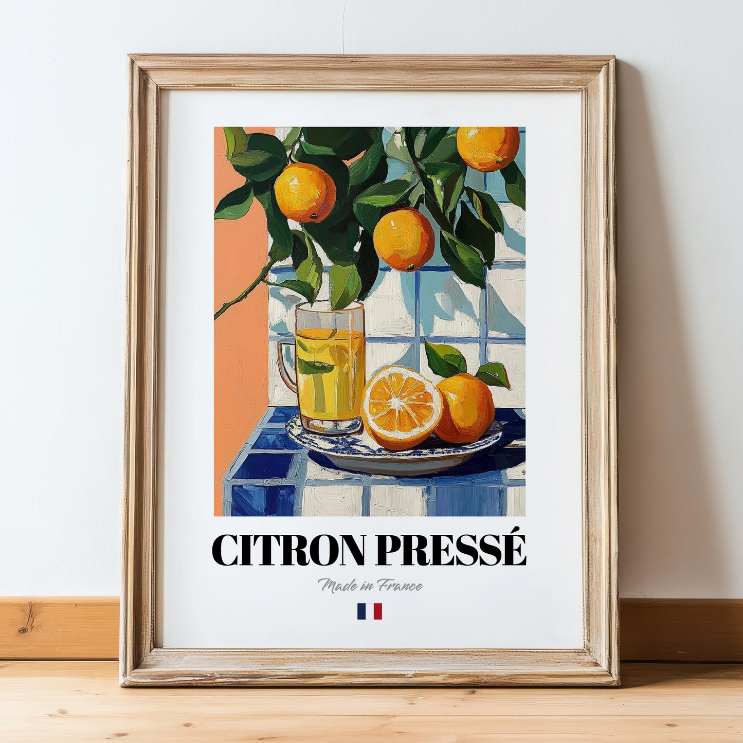 Citron Pressé – French Beverage Drink, Speakeasy Painting, in wooden frame leaning on the floor