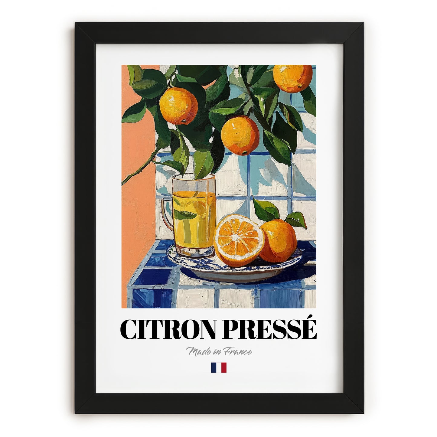 Citron Pressé – French Beverage Drink, Speakeasy Painting, in sleek black frame