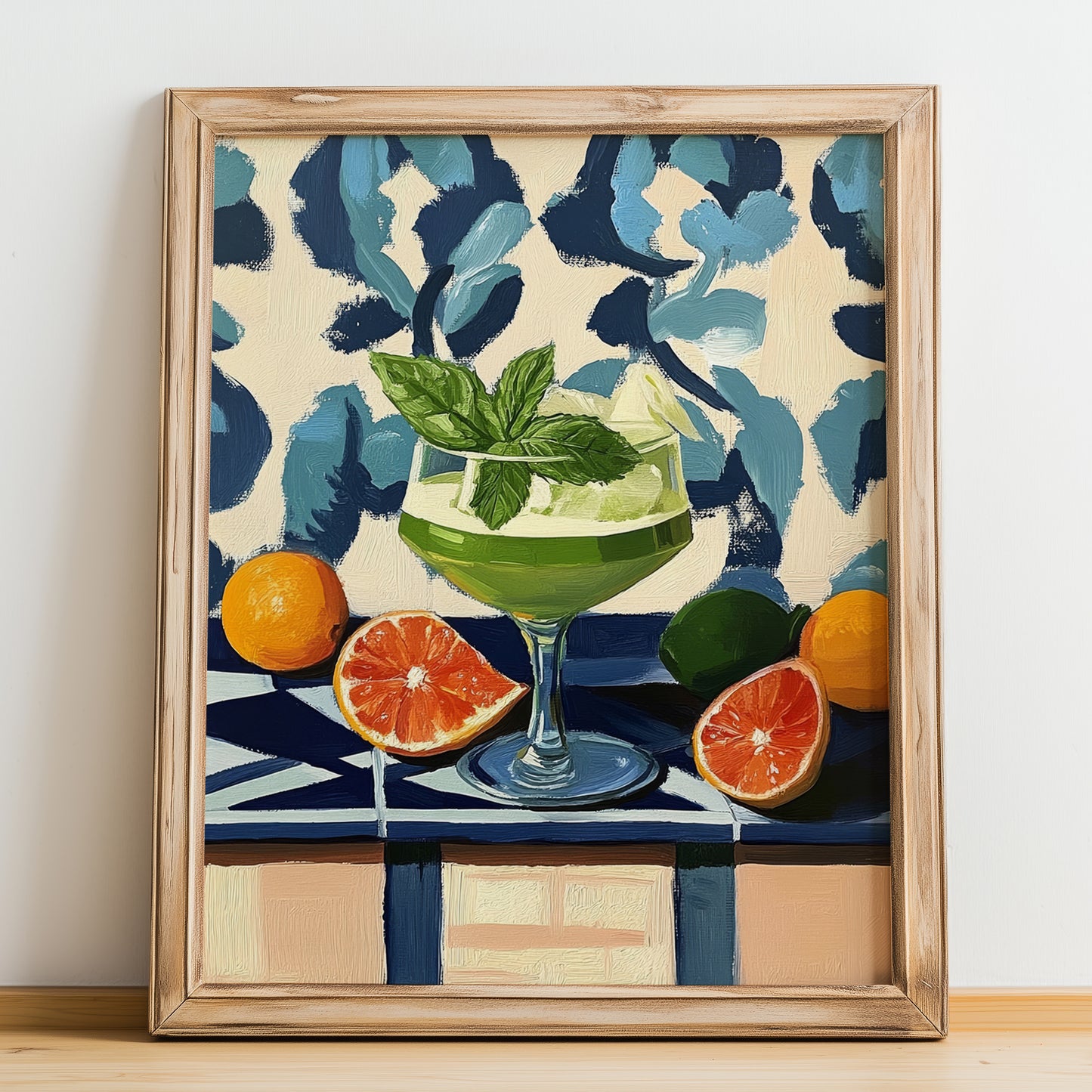 Diabolo Menthe – French Beverage Drink, Beach Bar Poster, no-text version framed in wood