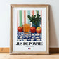 Jus de Pomme – French Beverage Drink, Jazz Bar Poster, in wooden frame leaning on the floor