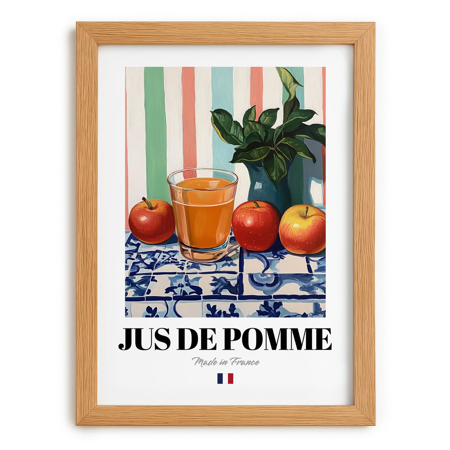 Jus de Pomme – French Beverage Drink, Jazz Bar Poster, set in oak frame