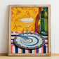 French 75 – French Cocktail Drink, Sky Bar Art, no-text version framed in wood