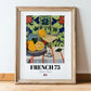 French 75 – French Cocktail Drink, Beach Bar Art, in wooden frame leaning on the floor