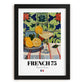 French 75 – French Cocktail Drink, Beach Bar Art, in sleek black frame
