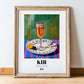 Kir – French Cocktail Drink, Sky Bar Illustration, in wooden frame leaning on the floor