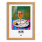 Kir – French Cocktail Drink, Sky Bar Illustration, set in oak frame