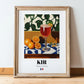 Kir – French Cocktail Drink, Hotel Lobby Poster, in wooden frame leaning on the floor