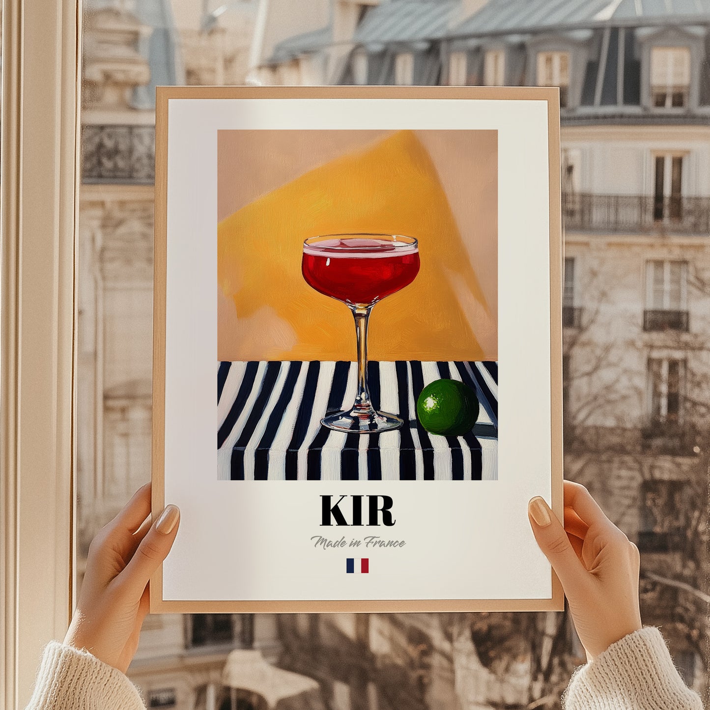 Kir – French Cocktail Drink, Beach Bar Still Life, styled in a charming Paris street view