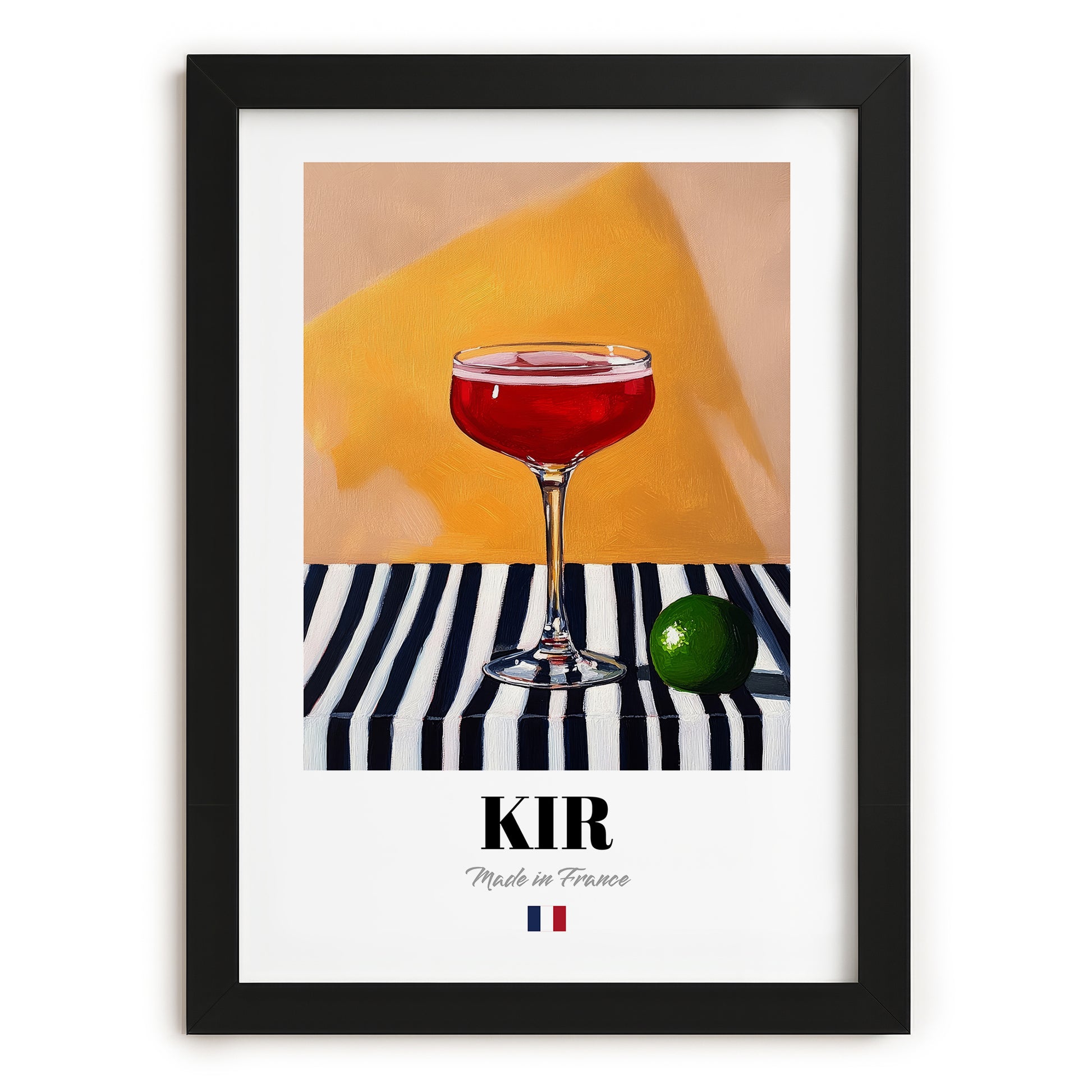 Kir – French Cocktail Drink, Beach Bar Still Life, in sleek black frame