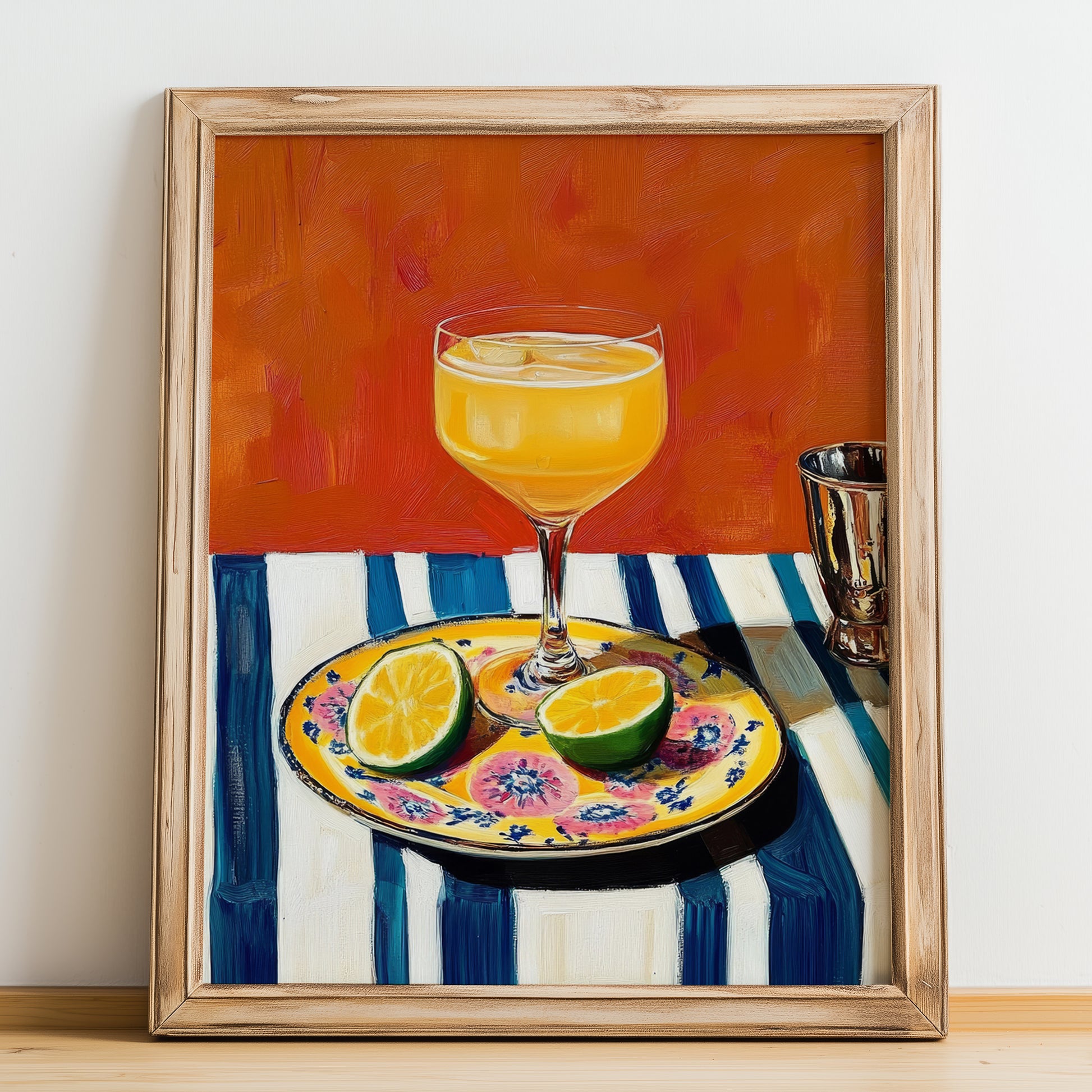 Sidecar – French Cocktail Drink, Sky Bar Poster, no-text version framed in wood