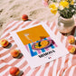 Mimosa – French Cocktail Drink, Cocktail Lounge Poster, unframed on coastal sand