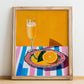 Mimosa – French Cocktail Drink, Cocktail Lounge Poster, no-text version framed in wood