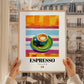 Espresso – Italian Coffee, Café Poster, styled in a charming Paris street view