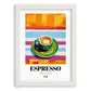 Espresso – Italian Coffee, Café Poster, placed in minimal white frame