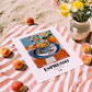 Espresso – Italian Coffee, Café Illustration, unframed on coastal sand