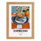 Espresso – Italian Coffee, Café Illustration, set in oak frame