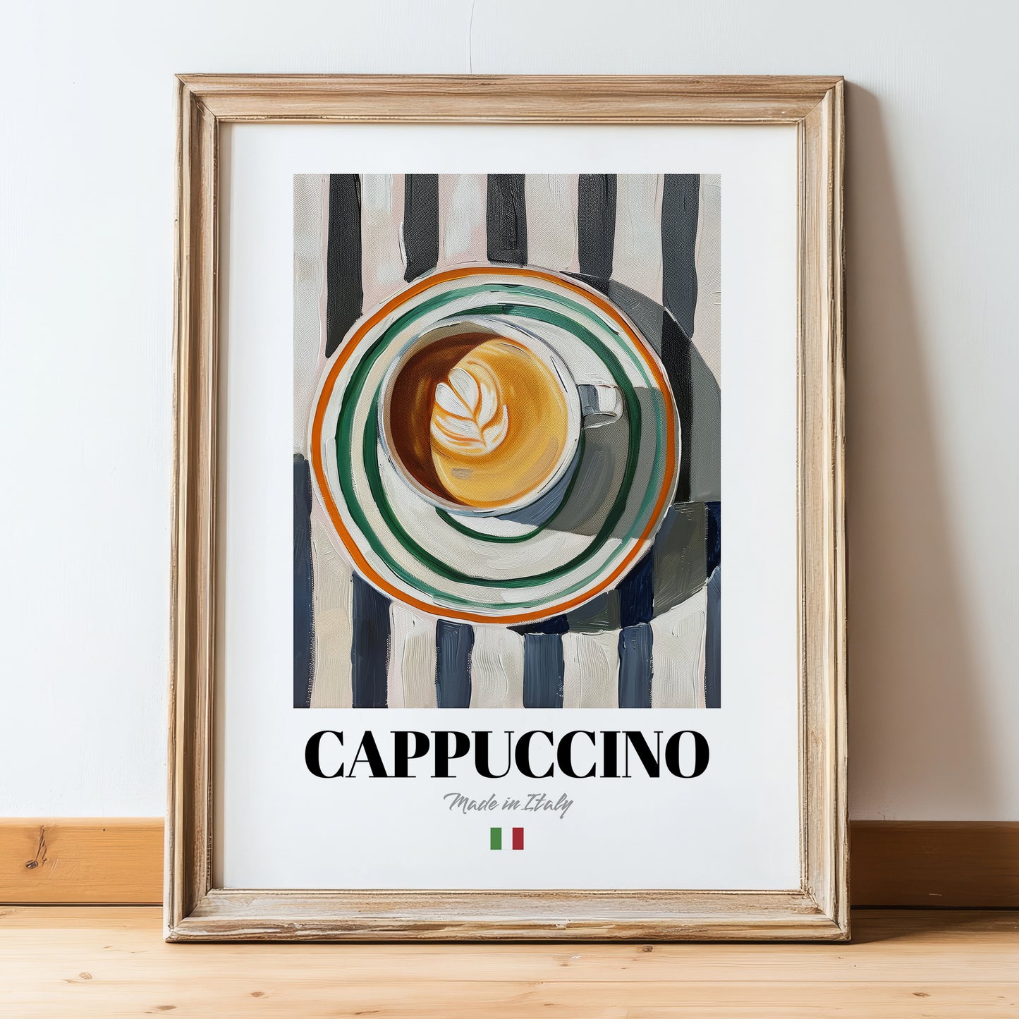 Cappuccino Lot #2 - Café italien sur nappe rayée
