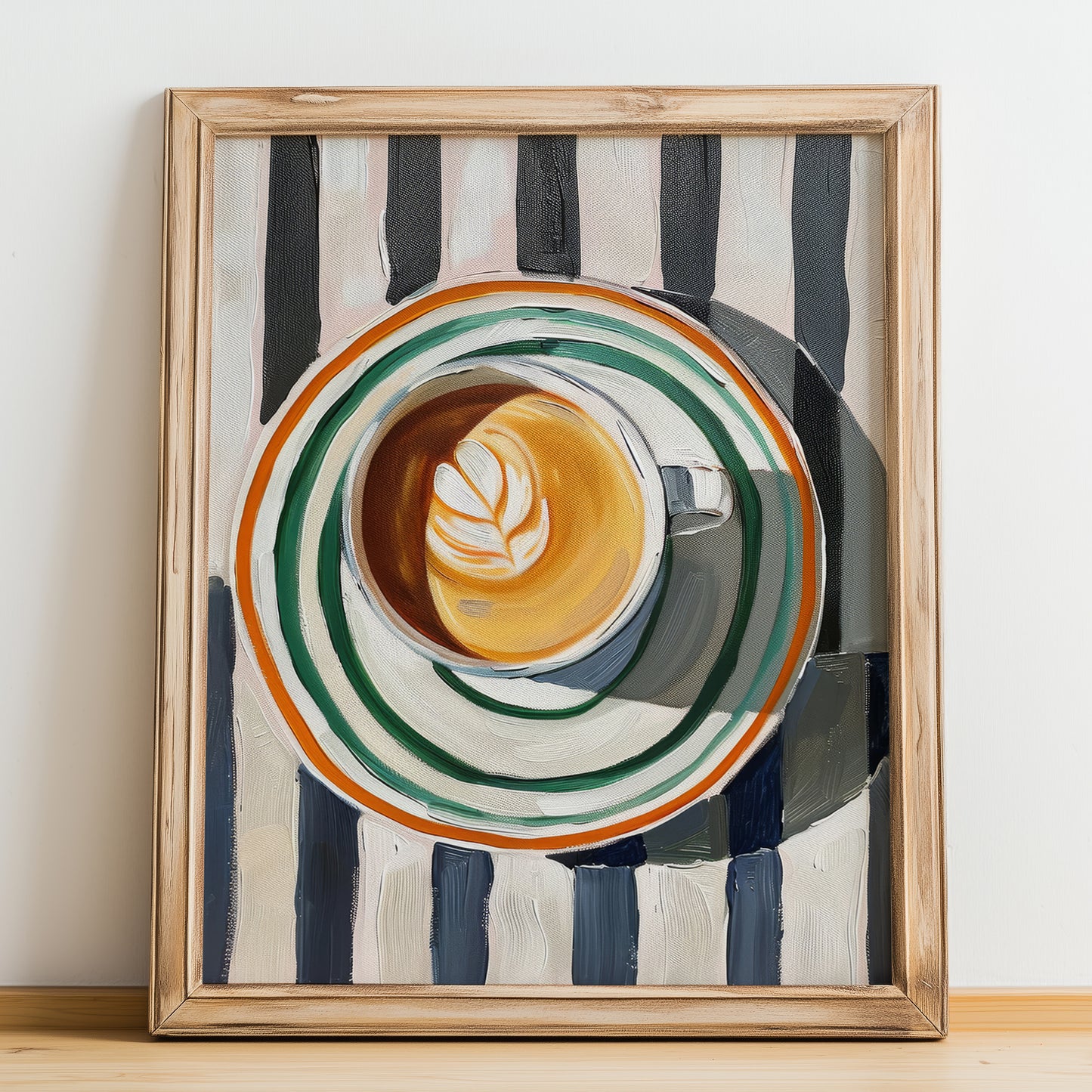 Cappuccino Lot #2 - Café italien sur nappe rayée