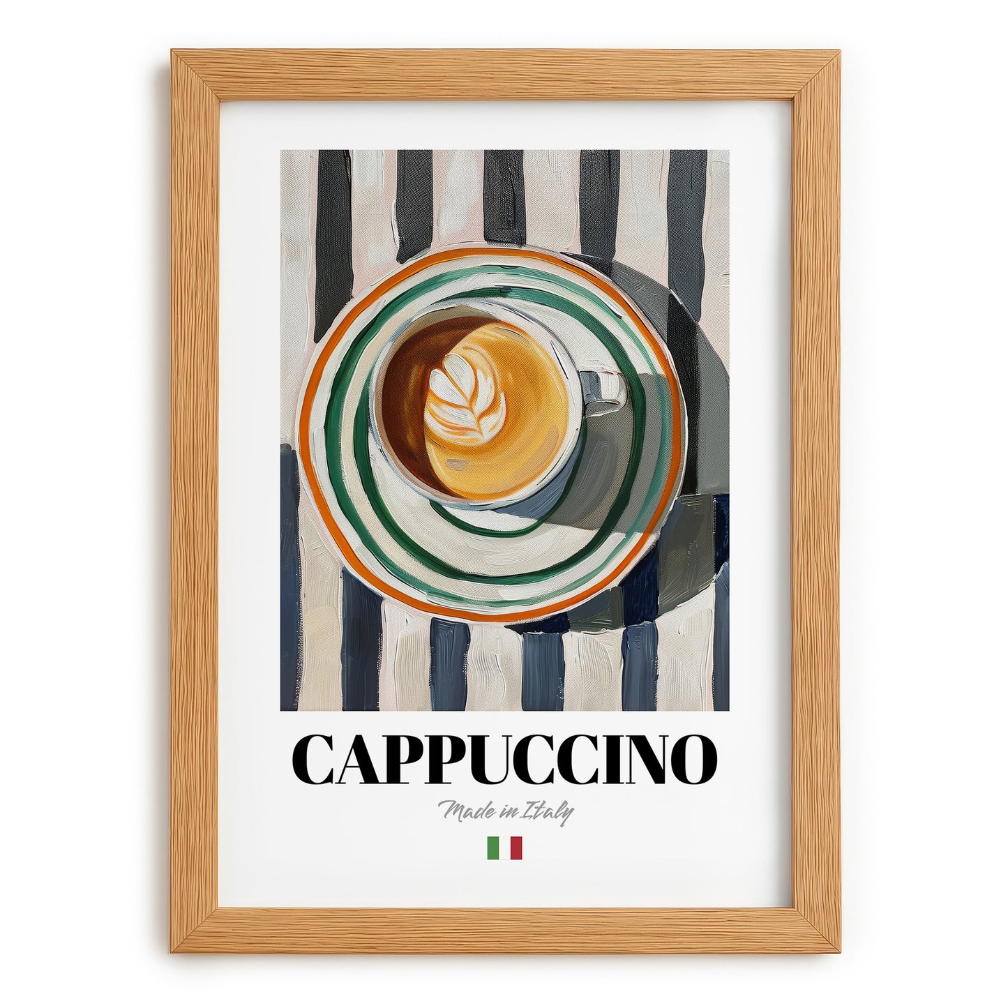 Cappuccino Lot #2 - Café italien sur nappe rayée