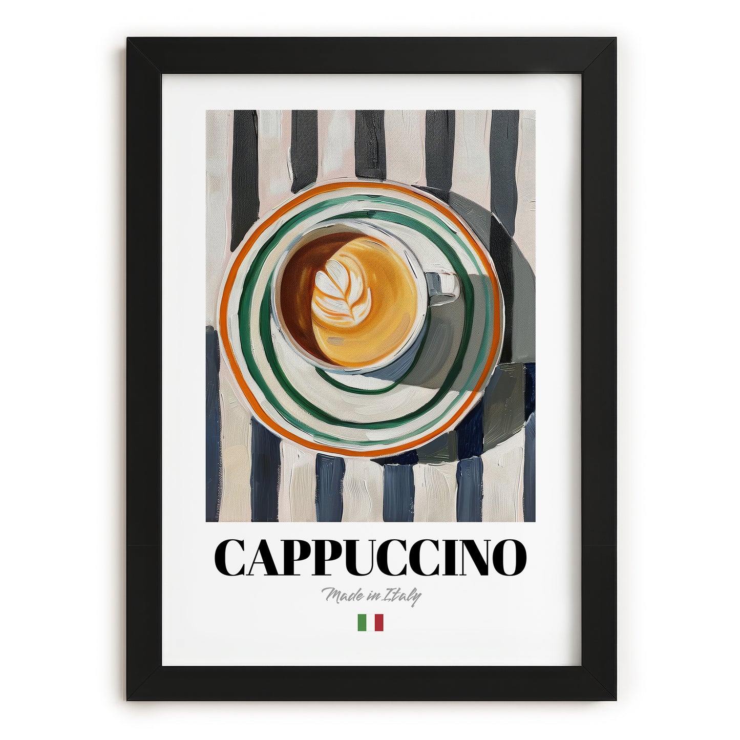 Cappuccino Lot #2 - Café italien sur nappe rayée