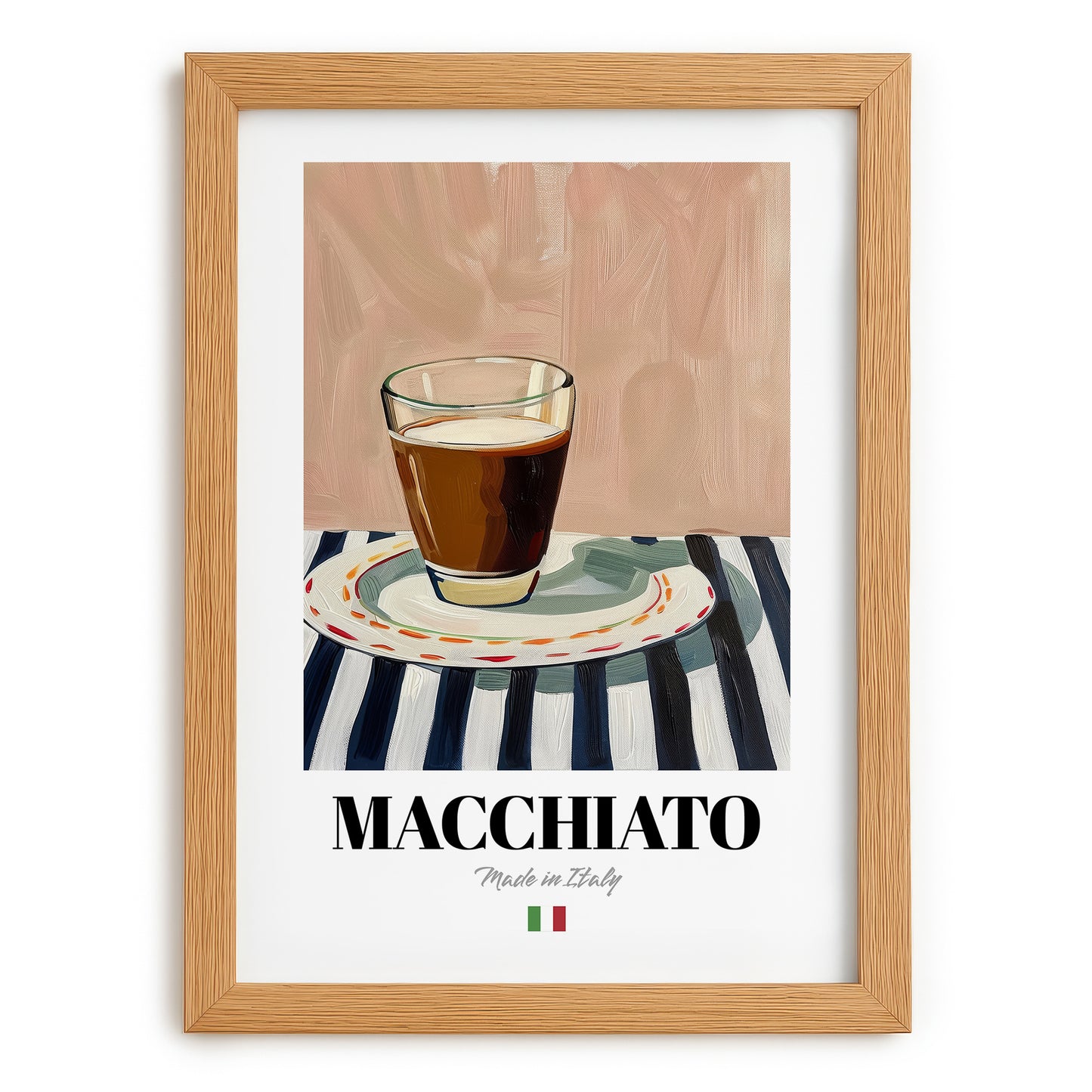 Macchiato – Italian Coffee, Coffeehouse Poster, set in oak frame